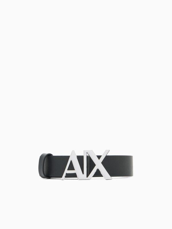 Cinturón de piel lisa y pulida con hebilla metálica Armani Exchange - Negro