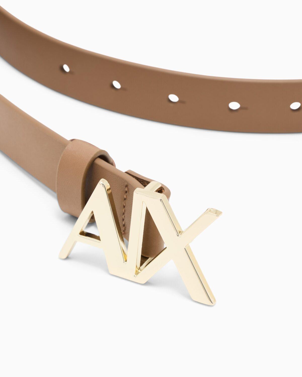 Cinturón de piel lisa y pulida con hebilla metálica Armani Exchange - Marrón