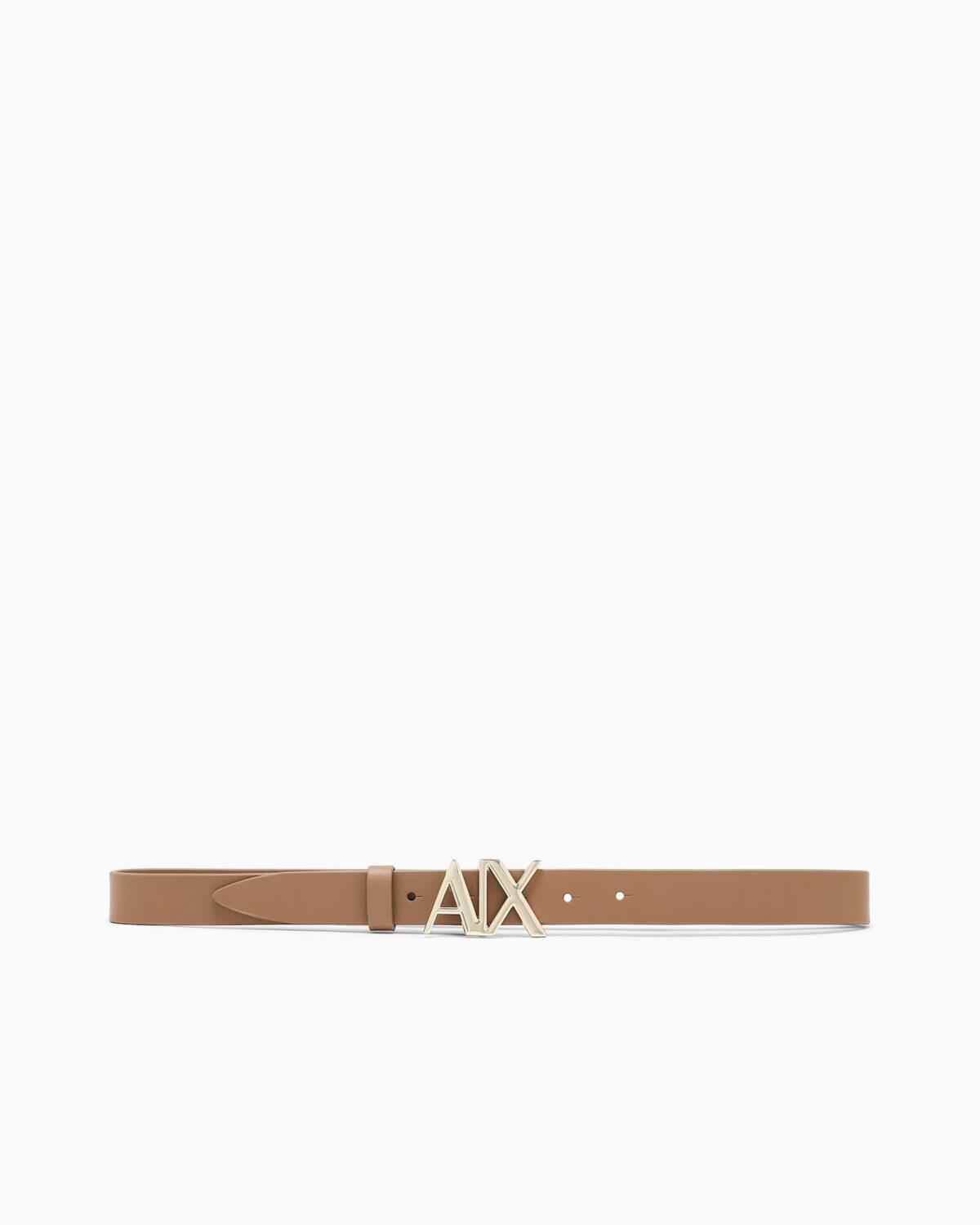 Cinturón de piel lisa y pulida con hebilla metálica Armani Exchange - Marrón