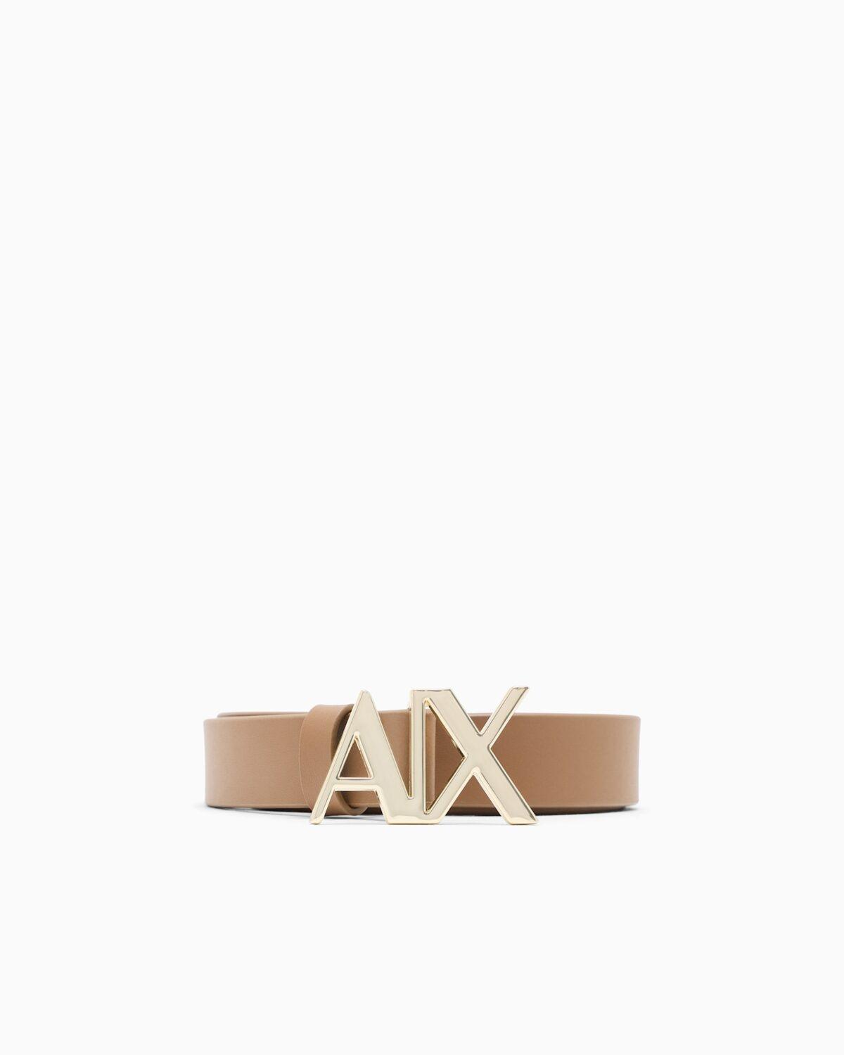 Cinturón de piel lisa y pulida con hebilla metálica Armani Exchange - Marrón