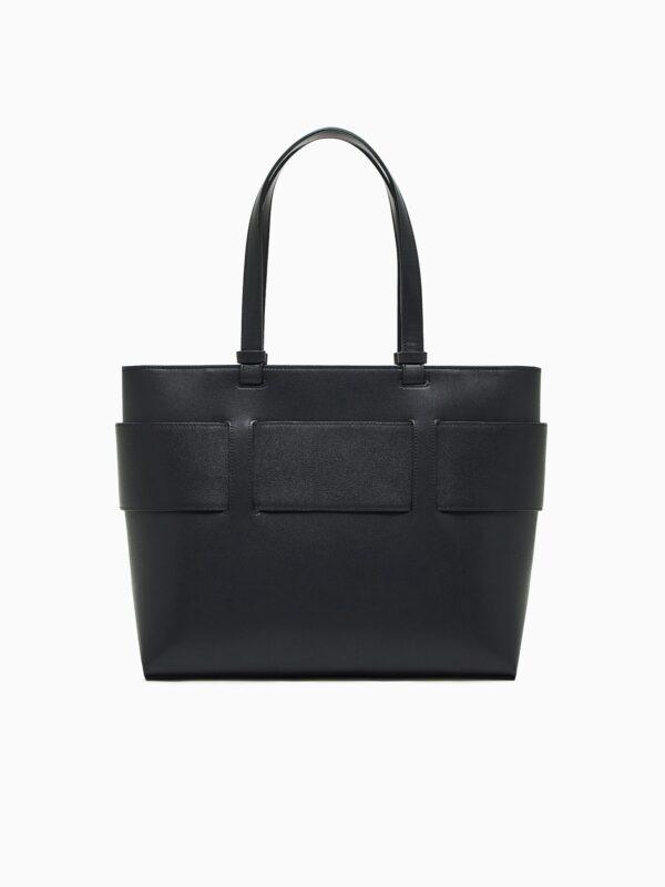Bolso tote con acabado liso y logotipo frontal Armani Exchange - Negro