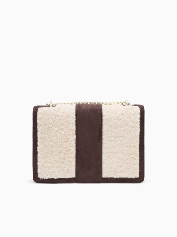 Bolso bandolera de ante y borreguillo con correa de cadena Armani Exchange - Marrón