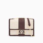 Bolso bandolera de ante y borreguillo con correa de cadena Armani Exchange – Marrón