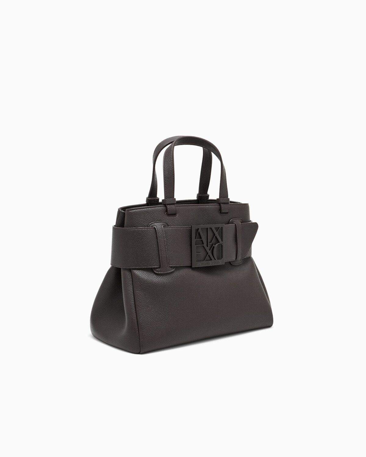 Bolso shopper con textura granulada y detalle de cinturón Armani Exchange - Marrón