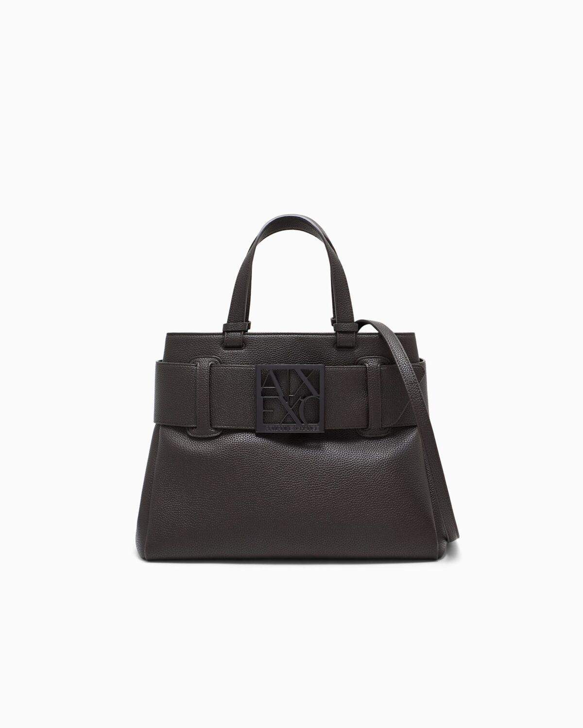 Bolso shopper con textura granulada y detalle de cinturón Armani Exchange - Marrón