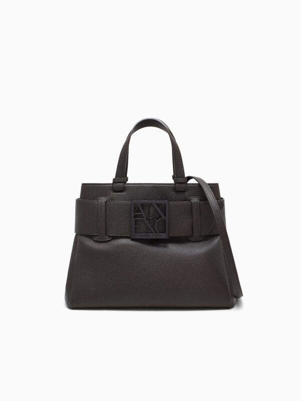 Bolso shopper con textura granulada y detalle de cinturón Armani Exchange - Marrón