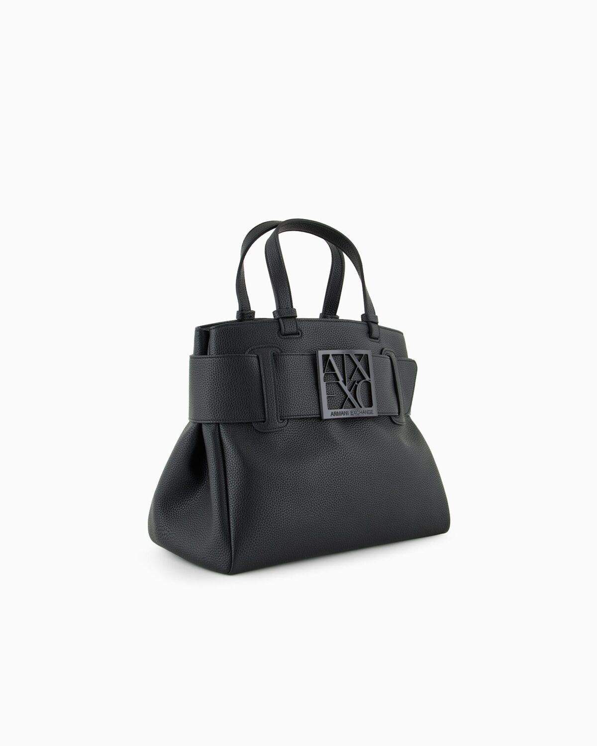 Bolso shopper con textura granulada y detalle de cinturón Armani Exchange - Negro