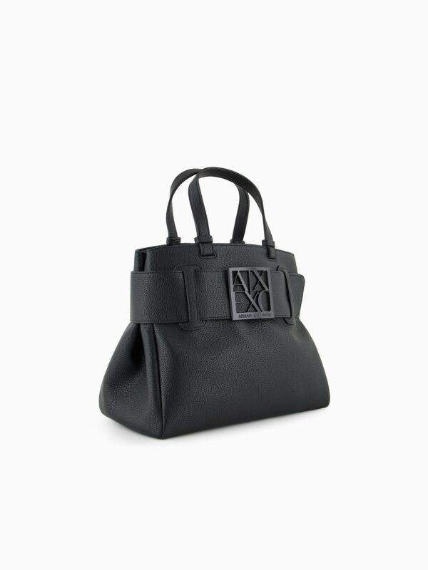 Bolso shopper con textura granulada y detalle de cinturón Armani Exchange - Negro