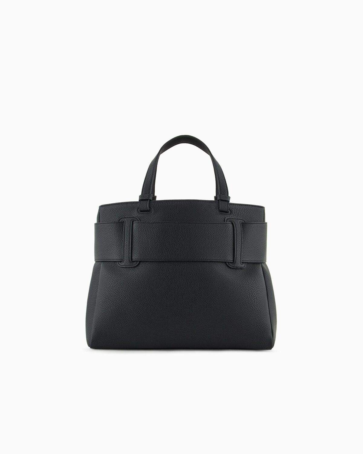 Bolso shopper con textura granulada y detalle de cinturón Armani Exchange - Negro