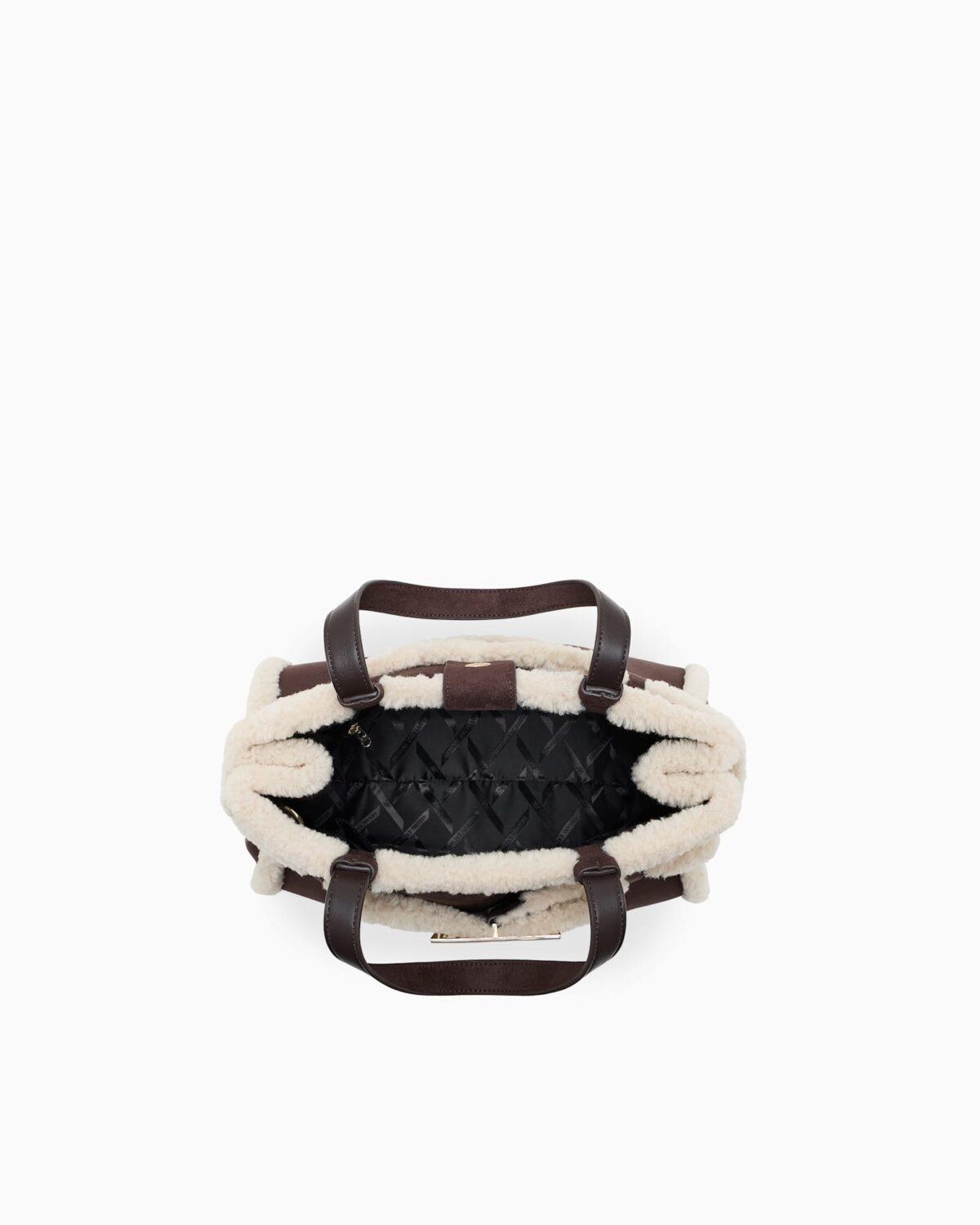 Bolso shopper de efecto ante con ribete de borreguito Armani Exchange - Marrón