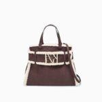 Bolso shopper de efecto ante con ribete de borreguito Armani Exchange – Marrón