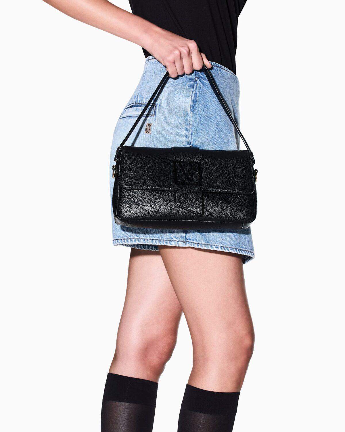 Bolso de hombro de color liso Armani Exchange - Negro