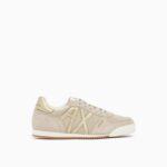 Zapatillas de serraje y malla con cordones y suela de goma Armani Exchange – Beige