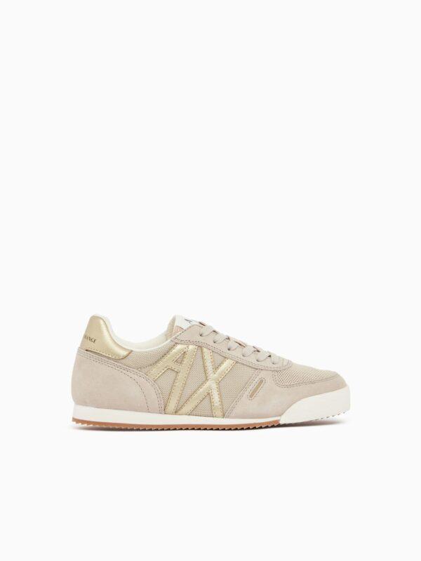Zapatillas de serraje y malla con cordones y suela de goma Armani Exchange - Beige