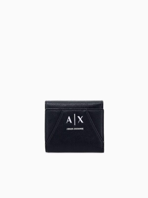 Cartera con logotipo frontal y compartimentos para tarjetas Armani Exchange - Negro