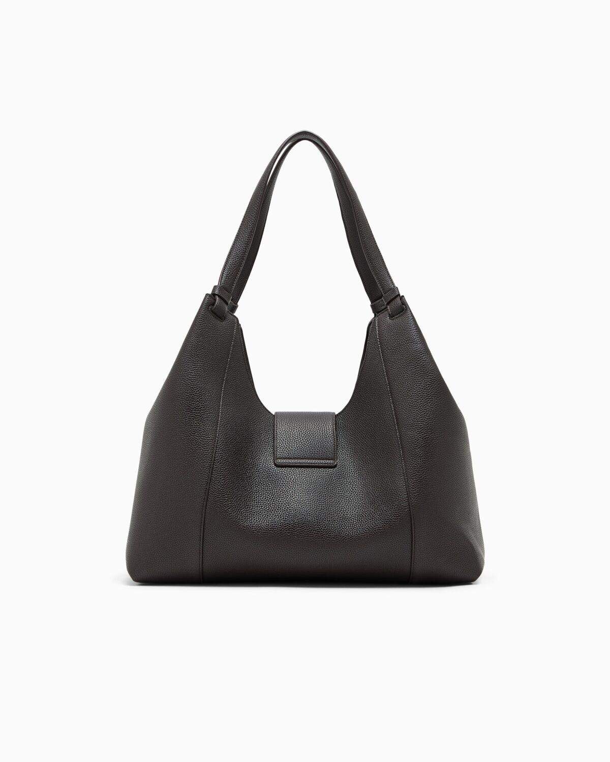 Bolso de hombro texturizado con placa de logotipo Armani Exchange - Marrón